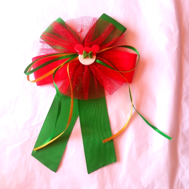 Christmas Girls Bow Handmade ( Box Pink #1)